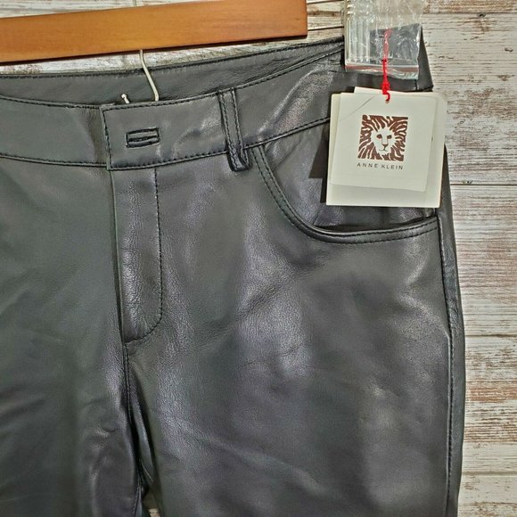 ANNE KLEIN Black Leather Skinny Pant - Picture 3 of 9